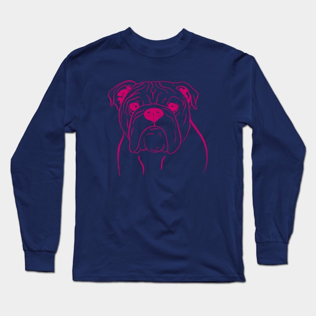 English Bulldog (Pink and Raspberry) Long Sleeve T-Shirt by illucalliart